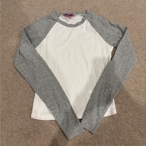 Edikted Gray and White Raglan Top